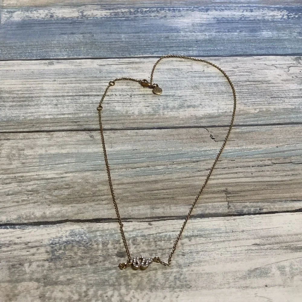 Stella & Dot Snake Sidewinder Necklace‎ gold tone rhinestones 18